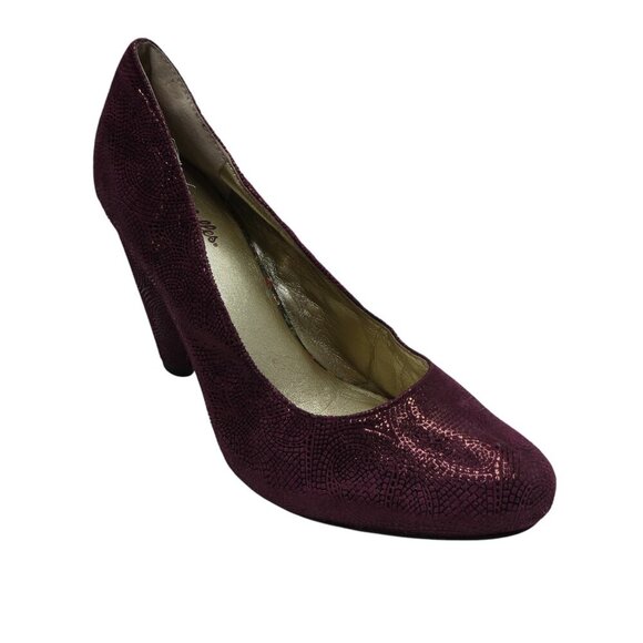 Seychelles Password Print Burgundy Paisley Embossed Leather Heels Pumps Womens 9 - Picture 1 of 15